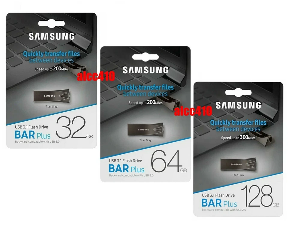 Samsung 32GB 64GB 128GB 256GB USB Flash Drive BAR Plus USB3.1 BE4 C - Image 1 of 1