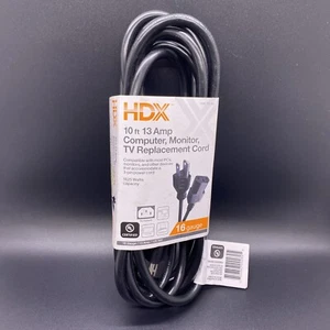 New! HDX Replacement Cord For Computer Monitor TV Black 16/3" x 10' 1006 750 405 - Picture 1 of 2