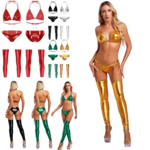 Conjunto de lencería para mujer sujetador de piscina con calzoncillos y medias halter traje de baño fiesta - Imagen 1 de 50