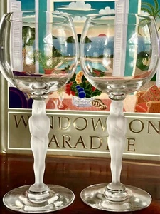 Seneca Frosted Stem Nude Glasses Set of 2 “Mint” - Picture 1 of 6