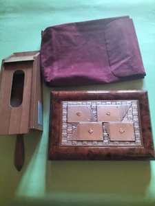 Poker fiches carte Scatola Argento Legno Vintage collezione Sabot de croupier - Foto 1 di 24