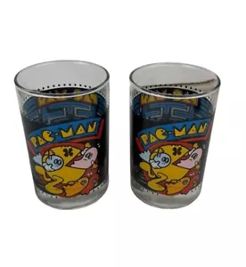 Set Of 2 Vintage 1980 Pac-Man Glass Drinking Cups From Arby's Collectors Edition - Picture 1 of 4