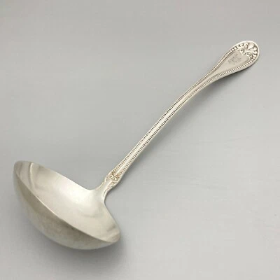1835 R Wallace STUART Large Silverplate Punch Soup Ladle Monogrammed KJ - Image 1 of 4