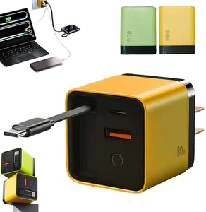 3 in 1 GaN Charger,Scalable 80W Max Fast Charging with Type-C Cable &2 USB Ports - Picture 1 of 19
