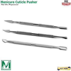 Cuticle Pusher Flat Curved Spoon Under Nail Cleaner Manicure Nail Polish Scraper - Imagen 1 de 4