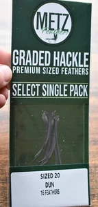 METZ, New Pack Size 20 Dun Dry Fly Hackle zum Fliegenbinden, Halsfedern - Bild 1 von 2