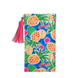 Estuche para gafas piña cierre metálico a presión, borla, forrado con sal y palma nuevo con etiquetas - Imagen 1 de 7