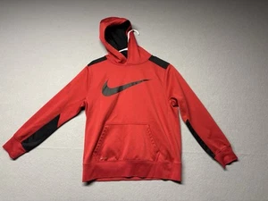 Nike Hoodie Youth XL Red Black Pockets Black Swoosh Dri Fit Pullover Outdoor - Picture 1 of 14