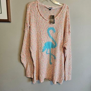 Torrid Marled Cotton Flamingo Pink Pullover Sweater 1X NWT - Picture 1 of 8