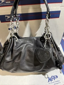 Juicy Couture Vintage Y2K Black Leather Bowling Bag W/Charms - Picture 1 of 20