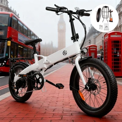 Bicicleta Eléctrica Plegable 20" Fat Tire 750W Motor 48V 10.4AH para Adultos 24MPH E-bike Foto 1 de 4