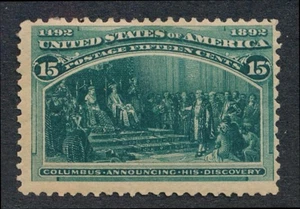 UNITED STATES (US) 238 MINT FINE HINGED, THIN 15c COLUMBIAN - Picture 1 of 2
