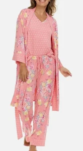 Flora Nikrooz FN Set Pigiama Donna Super Morbido 3 Accappatoio Tank e Pantaloni Rosa XL - Foto 1 di 1