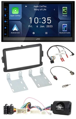 JVC DAB Bluetooth Lenkrad USB 2DIN Autoradio für Dacia ab 2012 schwarz - Bild 1 von 4