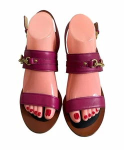Coach Pam Semi Matte Calf Magenta Wedge Sandals Sz 10B - Picture 1 of 10