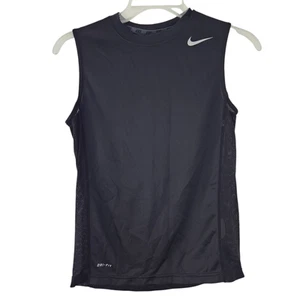Nike Dri-Fit Tank Medium Mesh Inserts Kids Boys Black Sleeveless Shirt - Picture 1 of 4