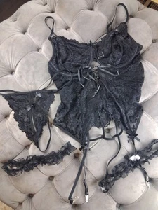 Women's Plus Size Babydoll Lingerie Set Teddy Black 3xl Sexy - Picture 1 of 6