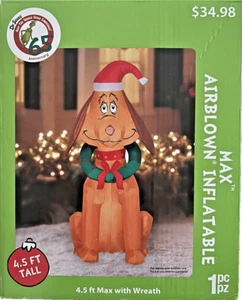 Grinch MAX / Wreath Airblown Inflatable 4.5 FT LED LIT  GEMMY Blow Up FAST SHIP - Picture 1 of 2