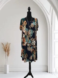 Emerald Women’s 1X Floral Print Maxi Short Sleeve Dress - Picture 1 of 7