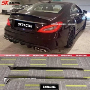 2PCS Carbon Side Skirt Extension Lip Fit For 2014-2018 Benz CLS Class W218 CLS63 - Picture 1 of 21