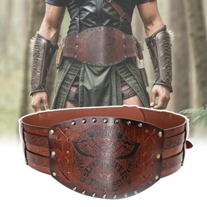 Mittelalterlicher breiter Taillengürtel Ritter Gürtel Kostüm Cosplay Bund PU Leder - Bild 1 von 10