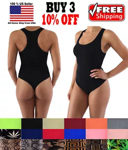 Women Slim Seamless Spandex Bodysuit Shapewear Underwear Leotard Bodycon Thong - Picture 1 of 32