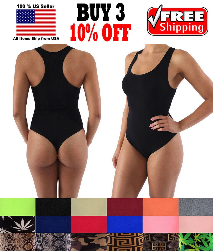 Women Slim Seamless Spandex Bodysuit Shapewear Underwear Leotard Bodycon Thong - Image 1 of 1