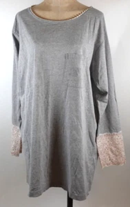 Vestido de Noche Victoria Secret L Country Gris Algodón Tejido Manga Larga Encaje Puño - Imagen 1 de 3