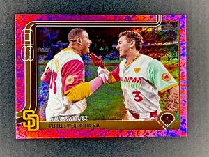 2025 Topps Series 1 Pink Sand Glitter All Smiles #143 SP Padres Merrill/Machado - Picture 1 of 2
