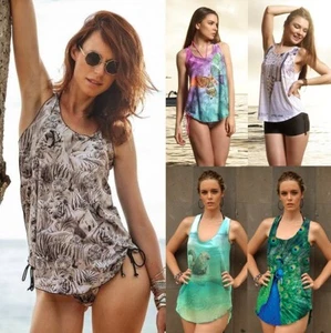 Ladies Summer Sleeveless Shirt Swimsuit Bikini Women Casual Blouse Tank Top Cami - Picture 1 of 11