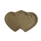 Brown Bag Cookie Art Mold Double Heart Ribbon country cottage 1988