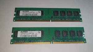 ELPIDA 2x 1gb = 2GB DDR2-5300U-555-12-E0 MEMORY RAM DIMM 2Rx8 240 pins for pc - Picture 1 of 2