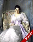 BEAUTIFUL WOMAN W WHITE PURPLE SATIN DRESS OIL PAINTING ART PRINT ON REAL CANVAS