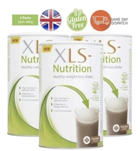 XLS Nutrition Healthy Weight Loss Shake Pack of 3 x 400g Chocolate Flavour - Picture 1 of 2