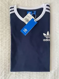 Adidas 3 Stripes Tee Shirt Navy/Ink White Satin Back US Size M - Picture 1 of 6