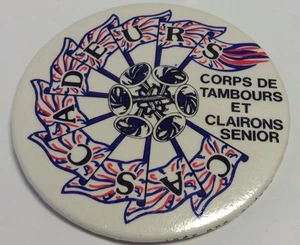 Vintage 3" Button Pinback CORPS DE TAMBOURS & CLAIRONS SENIOR Macaron CASCADEURS - Picture 1 of 8