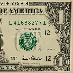 Old Note 2001 Series One Dollar Bill L41688277I FW Pairs 8s 7s - Picture 1 of 8