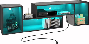 TV Stand, Deformable TV Stand with LED Lights & Power Outlets, Modern TV Stand f