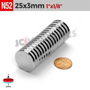 25mm x 3mm N52 Super Strong Round Disc Rare Earth Neodymium Magnet 25x3mm - Picture 1 of 2