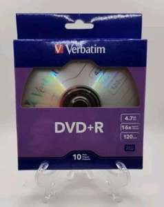 Verbatim DVD+R Recordable Disc, 4.7GB 16x Silver 10/Pack 120 Min VER97956 - Picture 1 of 4