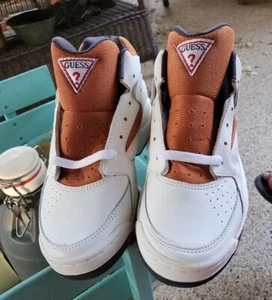 Vtg NEW 90's Guess 081002 Basketball sneakers shoes 7 1/2 White Orange 1192-01 - Picture 1 of 13