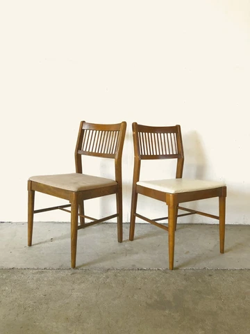 Pair of Mid Century Modern Side Chairs with Walnut Frames Cover