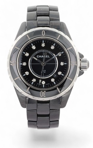 CHANEL J12 Quarzo Data Ceramica Nera 33mm Quadrante Diamante 12P di Fabbrica H1625