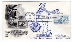 #2092 Waterfowl Preservation 1984 FDC - Hand-drawn on ArtCraft - Picture 1 of 2