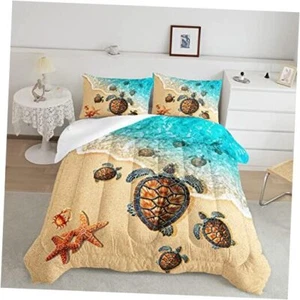 Sea Turtle Comforter Set,Ocean Sea Turtle Bedding Set for Kids Teens,Beach - Picture 1 of 6