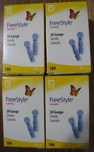 Freestyle Lite Lancets 28 Gauge 4 -100 count ea. New/Sealed Exp 2028 & 2029 - Picture 1 of 6