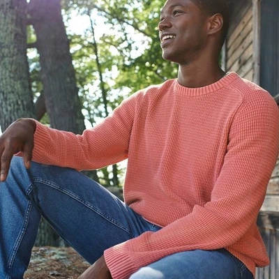 L.L. BEAN Sunwashed Textured Cotton Sweater Crewneck | XXL - Image 1 of 4