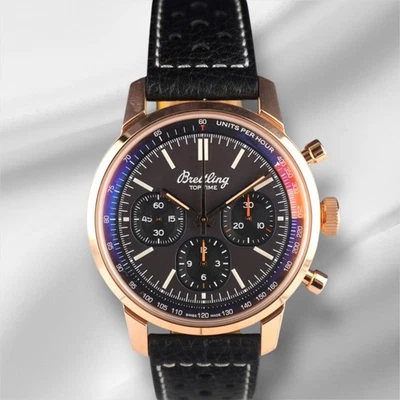 Breitling 41mm Top Time B01 Rose Gold Leather Strap Men's Watch RB0176 - Image 1 of 4