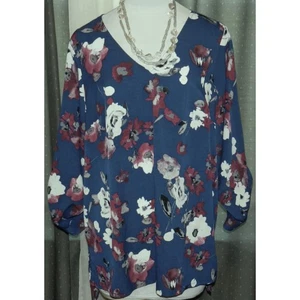 Lane Bryant size 18W / 20W Deep green floral poly blouse plus size women's - Picture 1 of 5
