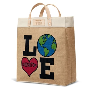 Brighton "Love Makes the Earth Go Round" Tote Bag Purse Leather Handles - Picture 1 of 7
